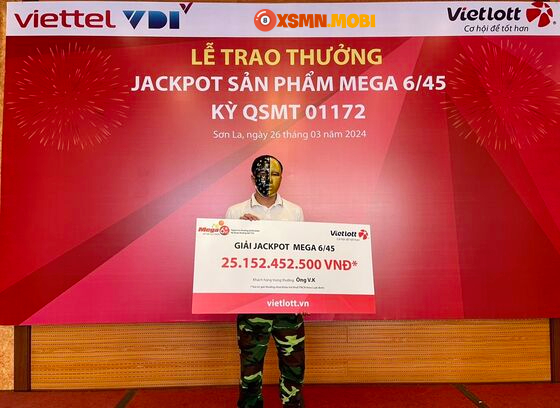 Vietlott tổ chức trao thưởng Jackpot Mega 6/45 hơn 25 tỷ cho ông V.K tại Sơn La